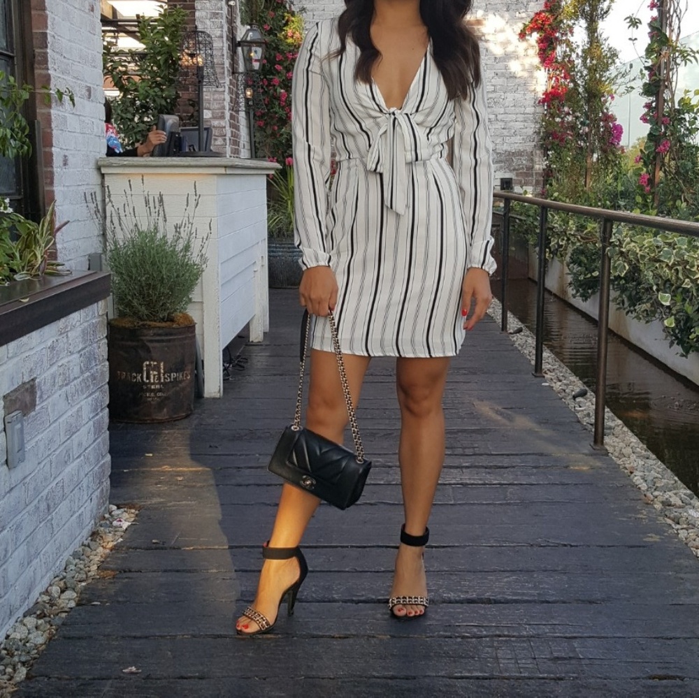 Missguided Striped Tie-Front Dress